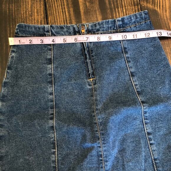 Forever 21 Jean Skirt Y2K Denim Mini Boho Festival Hippie Western Retro Summer - Picture 6 of 9